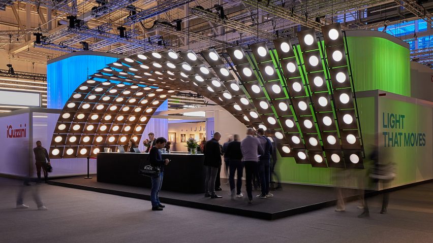 iGuzzini's stall at the Light + Building fair features a wave of light installations