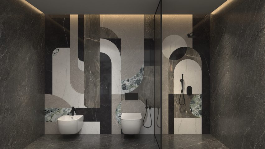 Chicago Customisation tiles by Kaolin in a bathroom