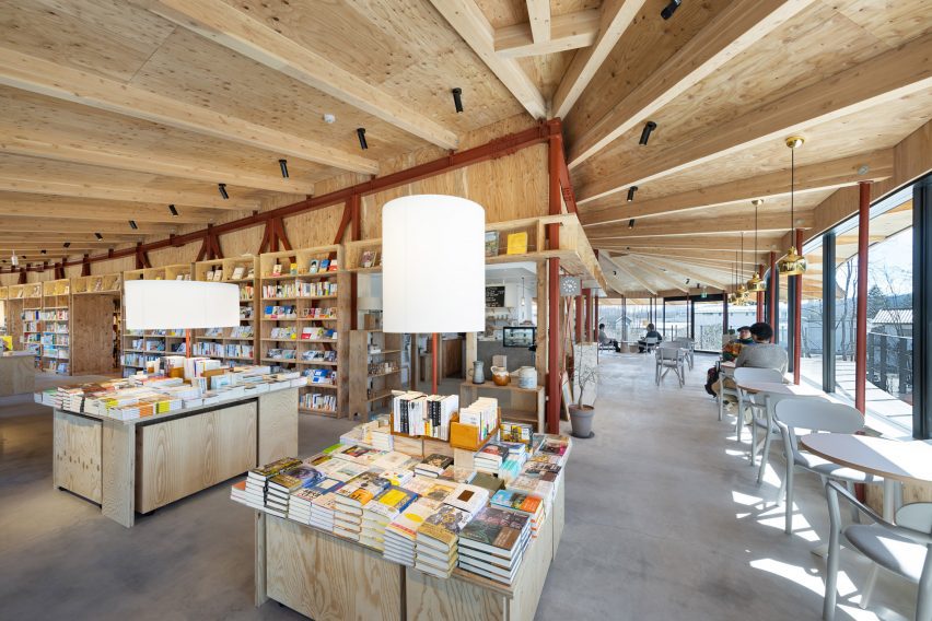 Wooden interior of bookshop by Klein Dytham Architecture