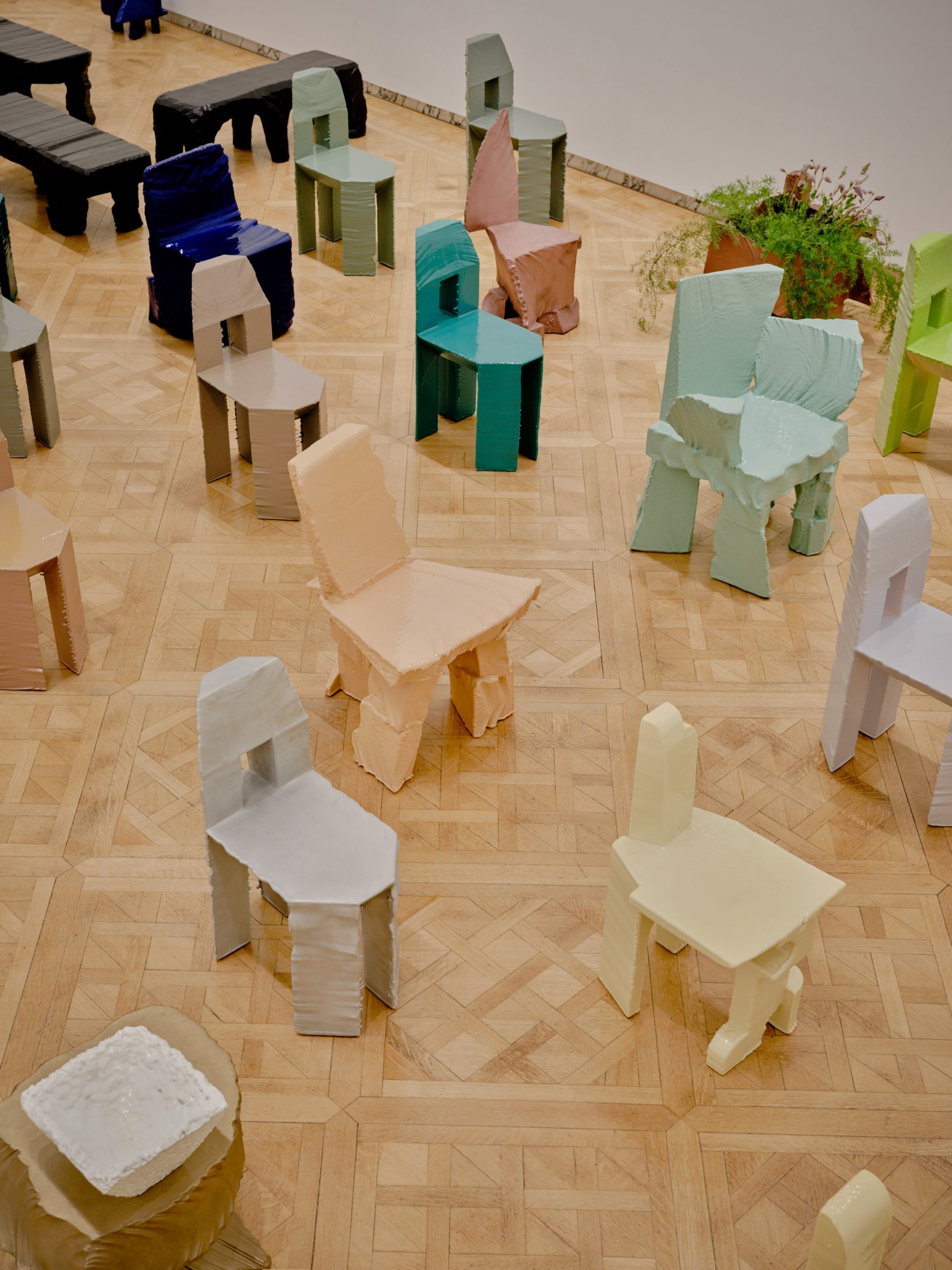 Max Lamb chairs on wooden floors