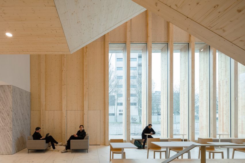 Timber interior of the Marga Klompé Building by Powerhouse Company