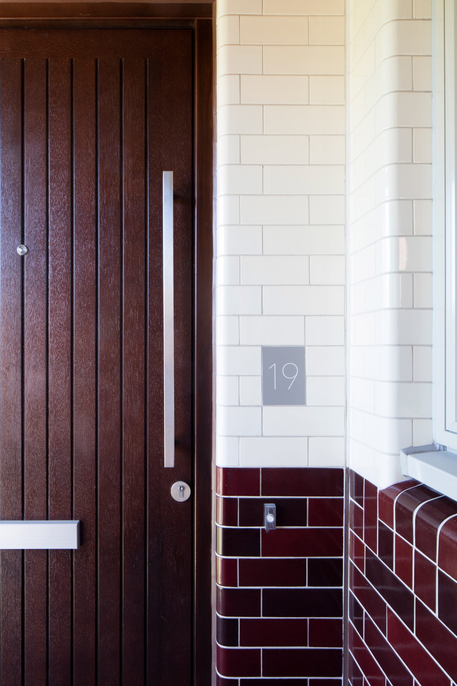 Image of apartment door at listed estate by Matthew Lloyd Architects