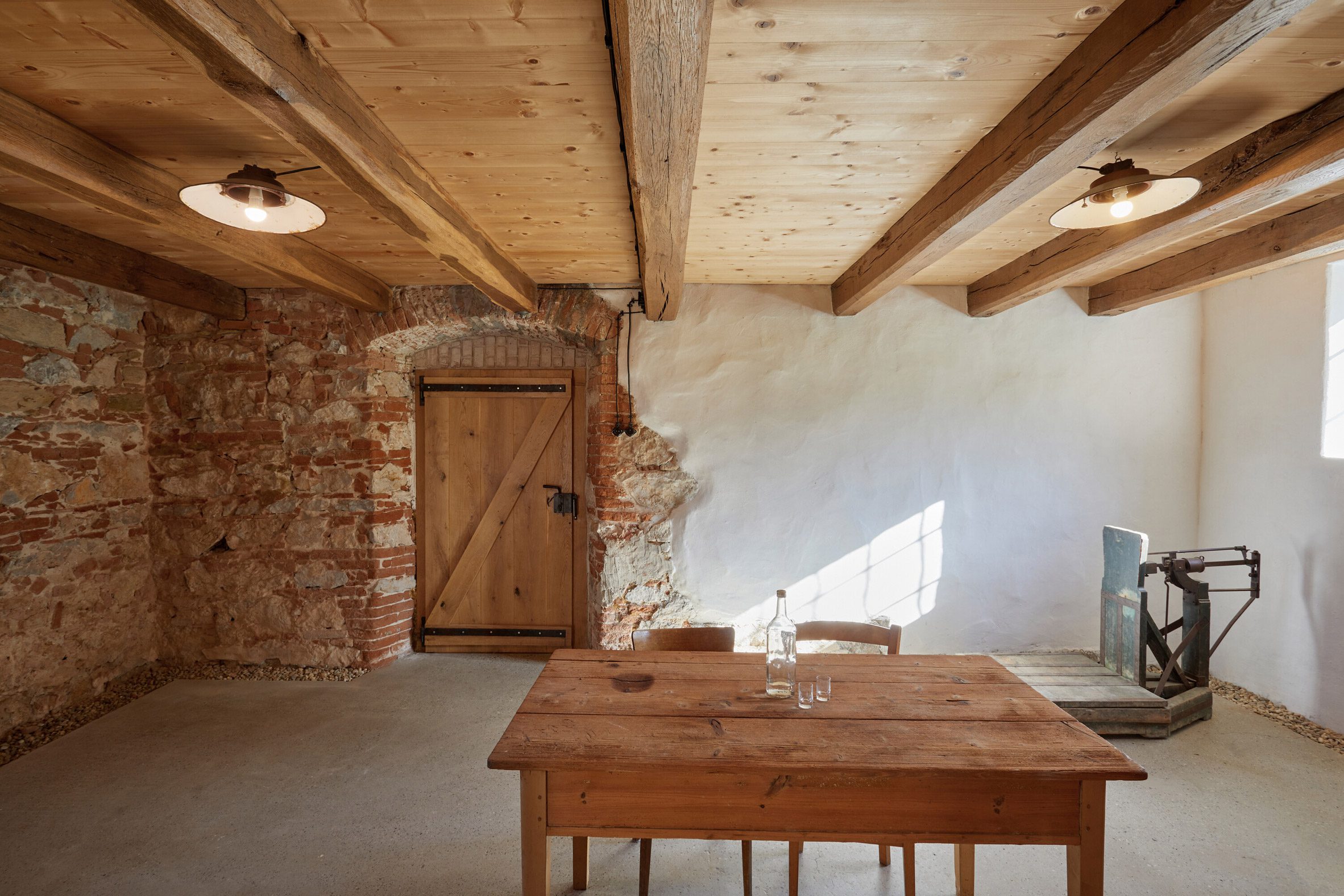 Brick and timber dining room