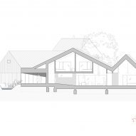 Section of New House with Old Mill by RDTH Architekti