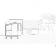 Section of New House with Old Mill by RDTH Architekti