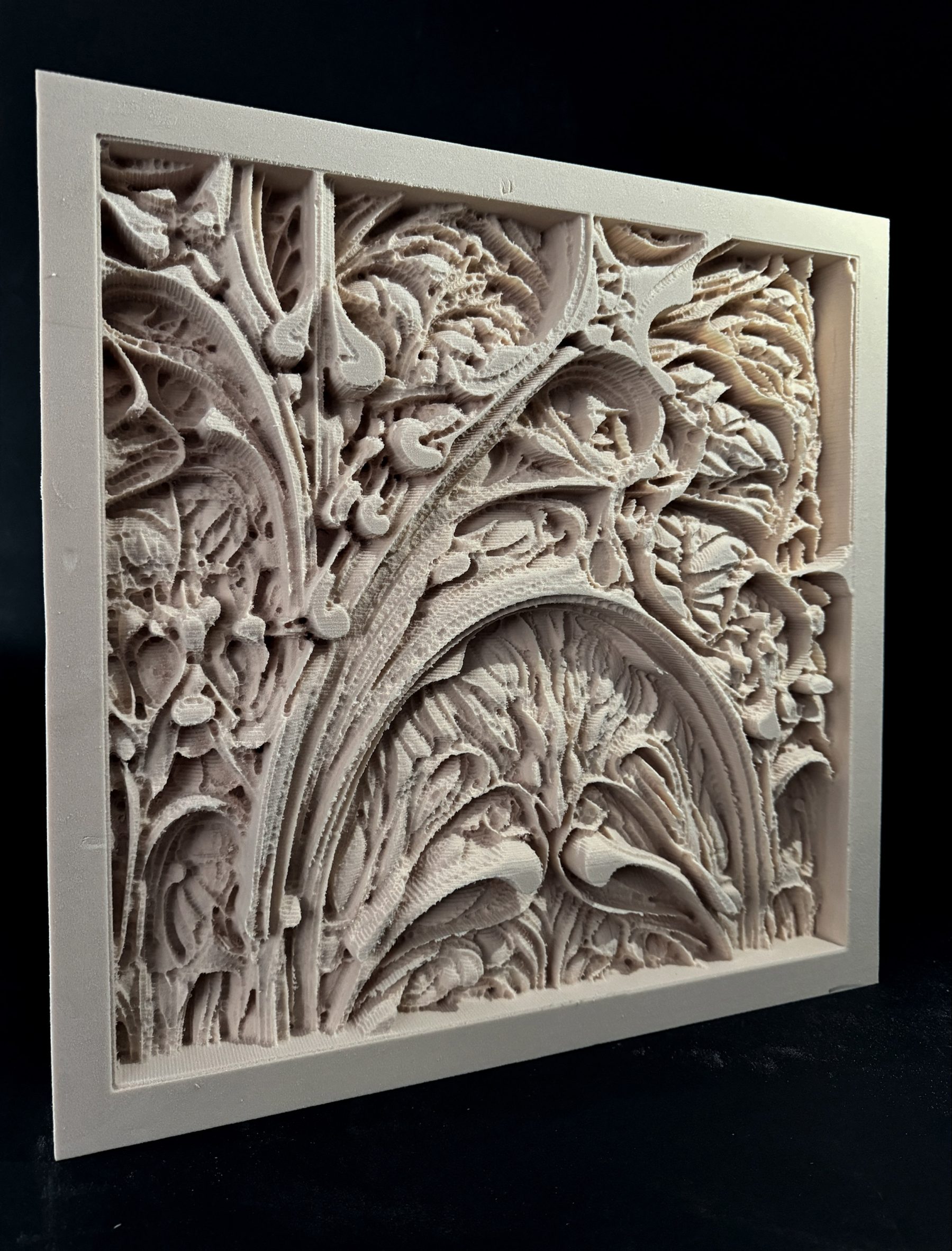 An ornate 3D-printed panel