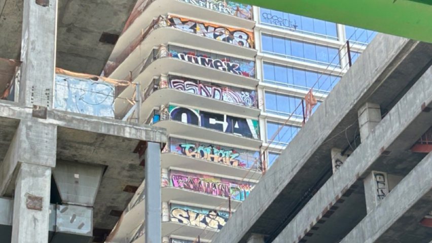 Graffiti at Oceanwide Plaza in Downtown Los Angeles