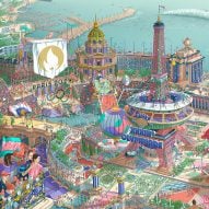 Architectural landmarks star in "utopian" poster for Paris 2024 Olympics