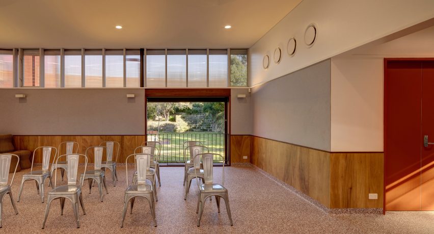 Interior function room in Hurlstone Park Community Centre by Sam Crawford Architects