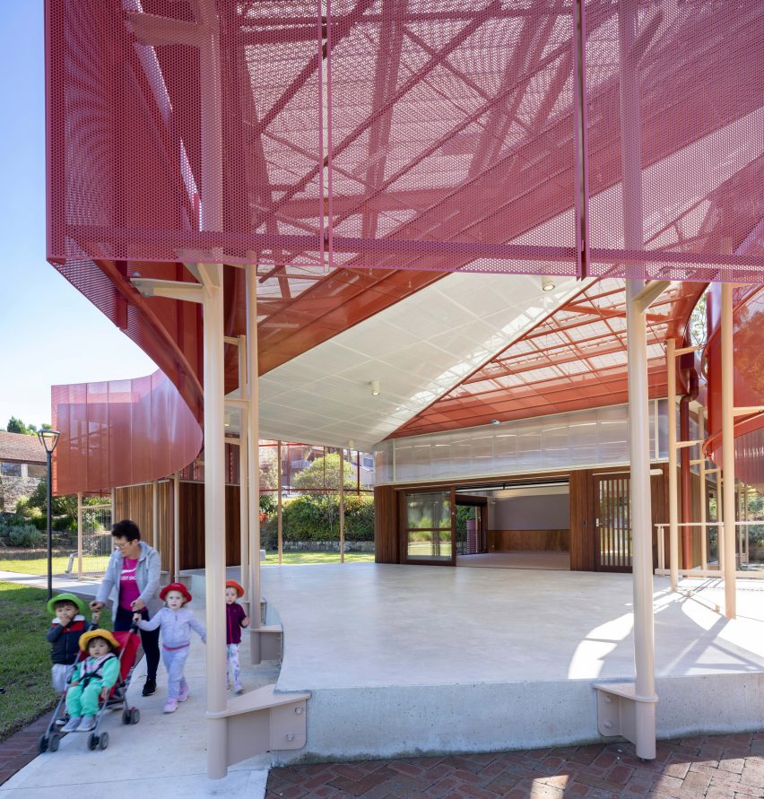 Sam Crawford Architects creates red-roofed community pavilion in Sydney
