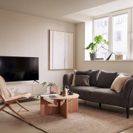 Apartment living room with sofa and television
