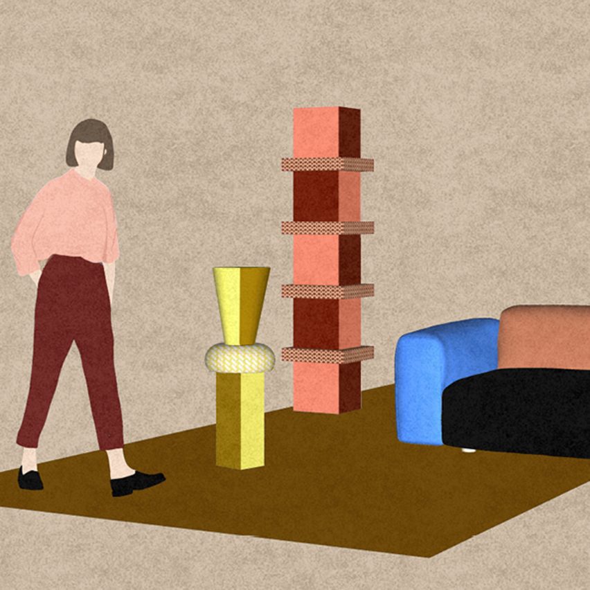 Illustration of person and furniture