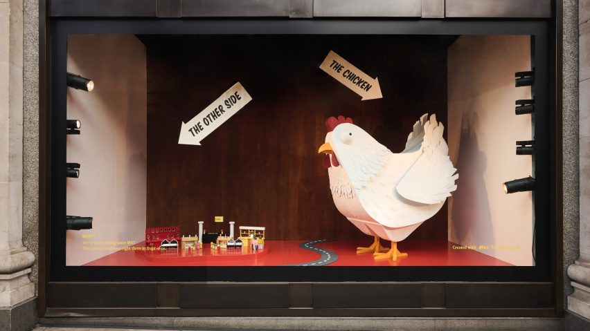 A chicken crossing the road at Selfridges