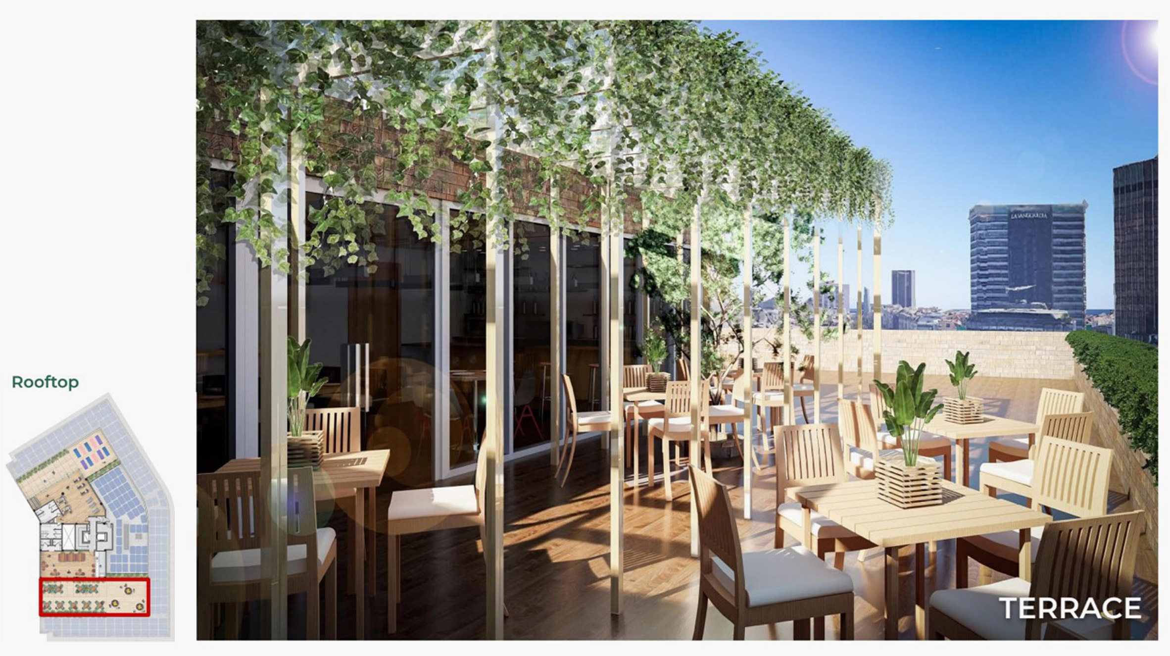Visualisation of terrace dining area