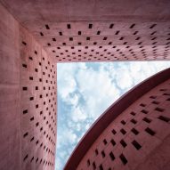 Close up of perforated walls of the Zebun Nessa Mosque by Studio Morphogenesis in Bangladesh
