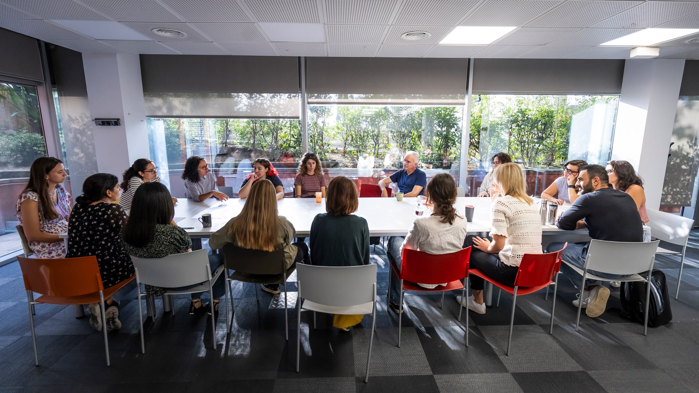 Students around a table