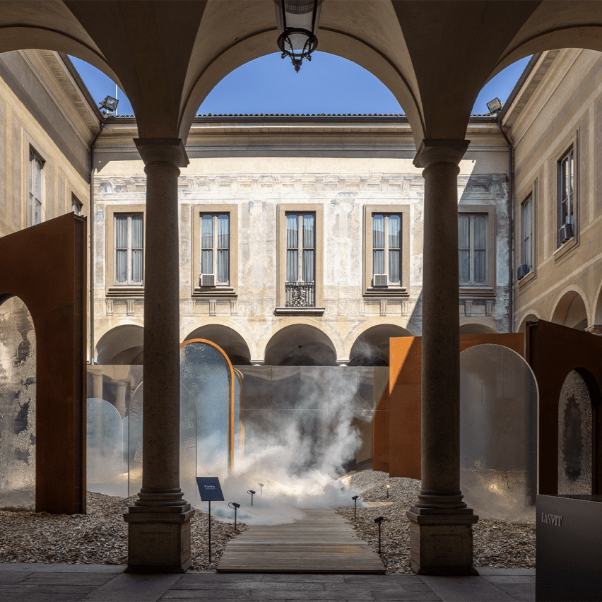 Lasvit's Porta fused glass outdoor installation at Milan design week 2024