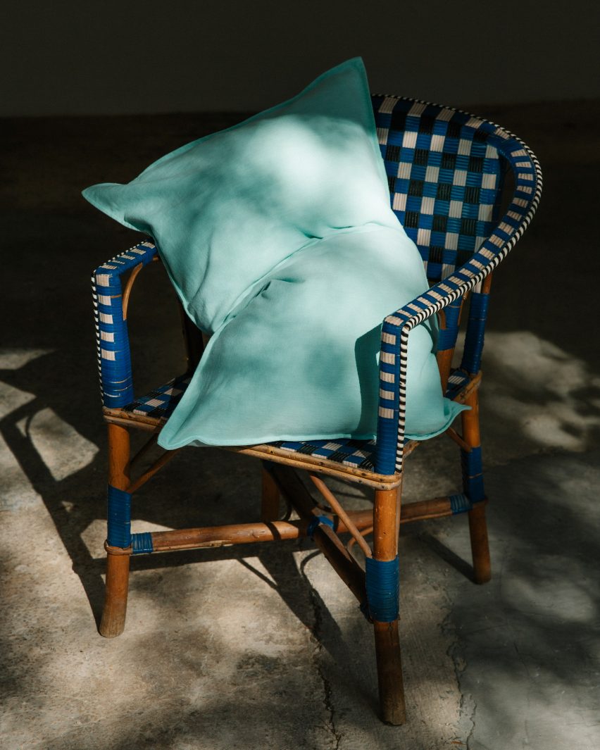 Chair with blue cushion