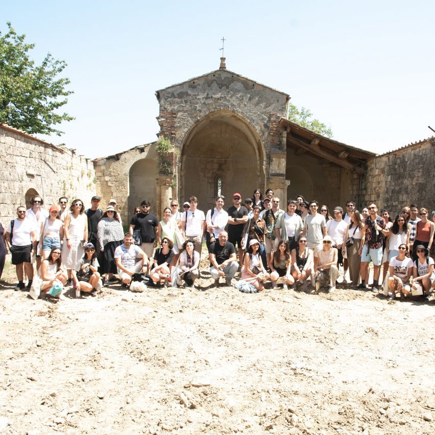 Group of students at historical site