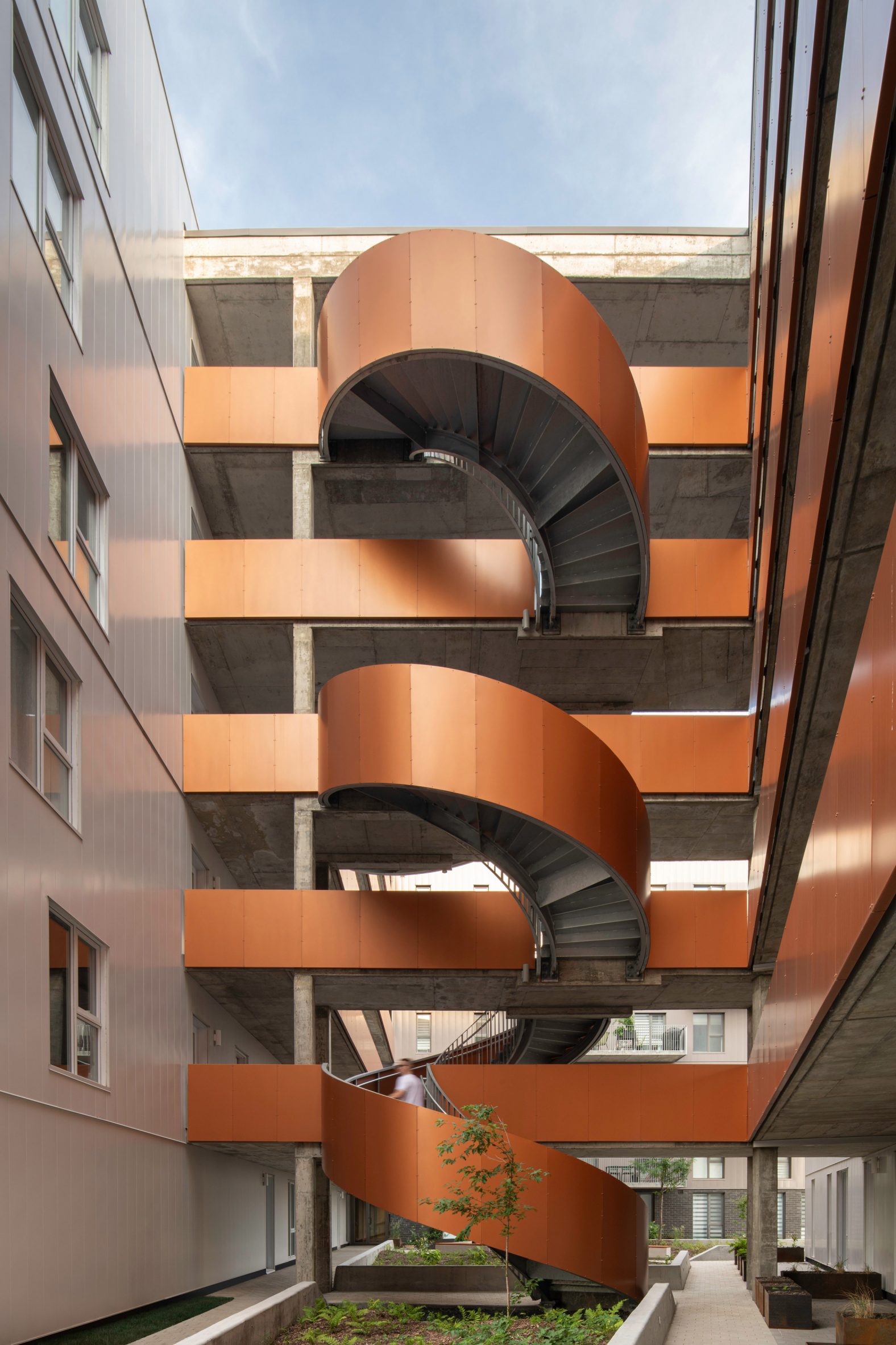 Copper clad spiral staircase