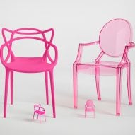 Kartell recreates pink Philippe Starck-designed chairs to seat both humans and Barbies