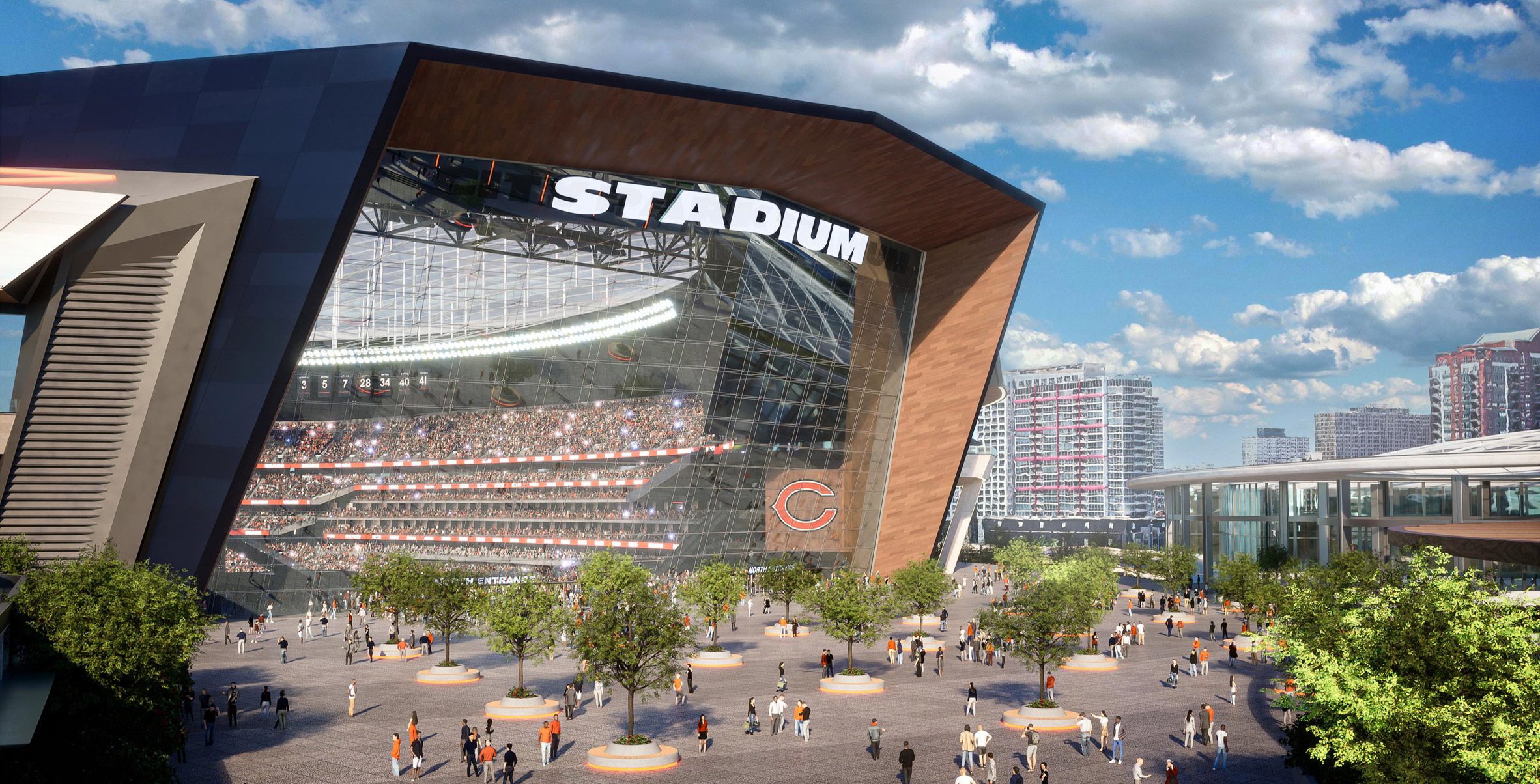 Front view of new Bears stadium