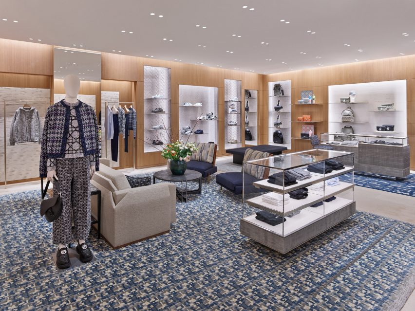 Store interior at Dior flagship by Christian de Portzamparc