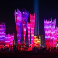 Colorful installation at night