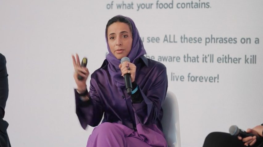 Video still of Ghada Al Khater speaking at the Design Doha Forum 2024