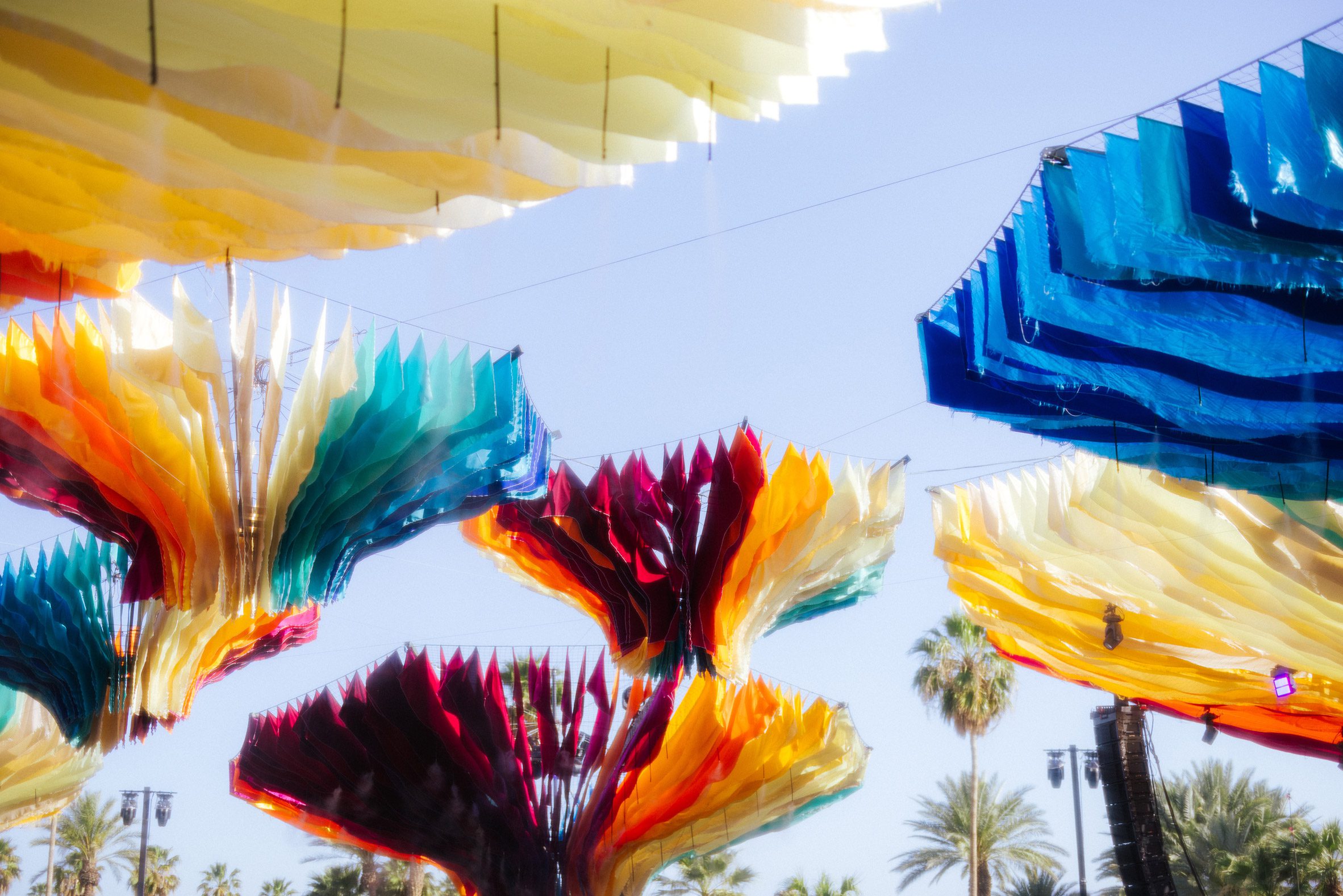 Floating fabric installations for Coachella