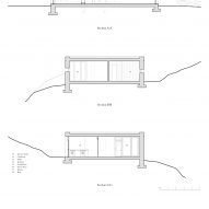 Section drawings of Caochan na Creige house in Scotland by Izat Arundell
