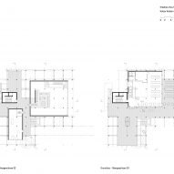 Second and third floor plans of Erlebnis-Hus by Holzer Kobler Architekturen