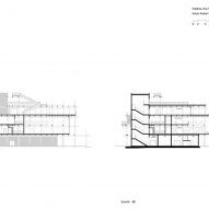 Section drawings of Erlebnis-Hus by Holzer Kobler Architekturen