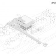 Isometric drawing of Erlebnis-Hus by Holzer Kobler Architekturen