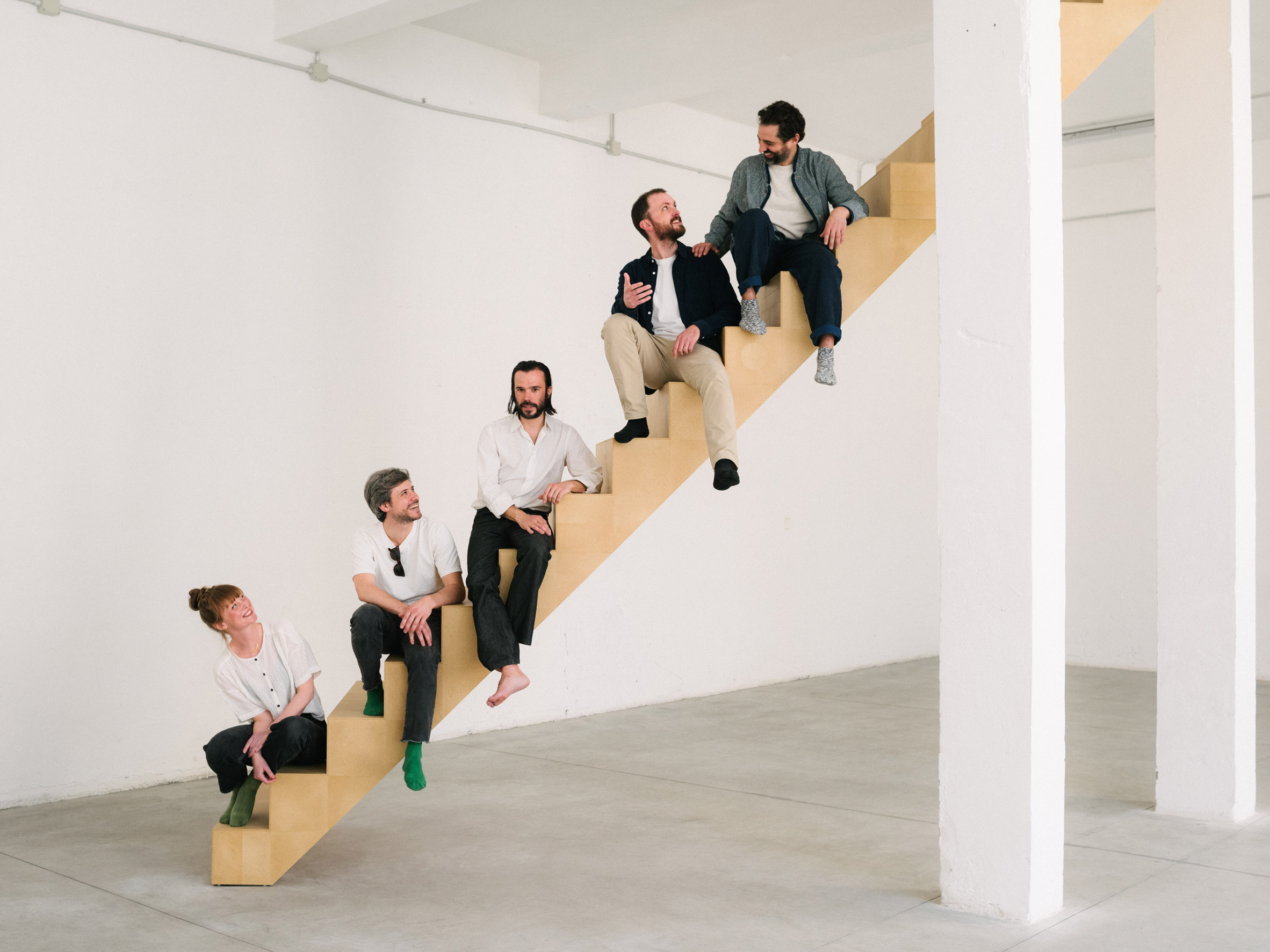 Christien Meindertsma, the Dzek team and Arquitectura-G on a staircase