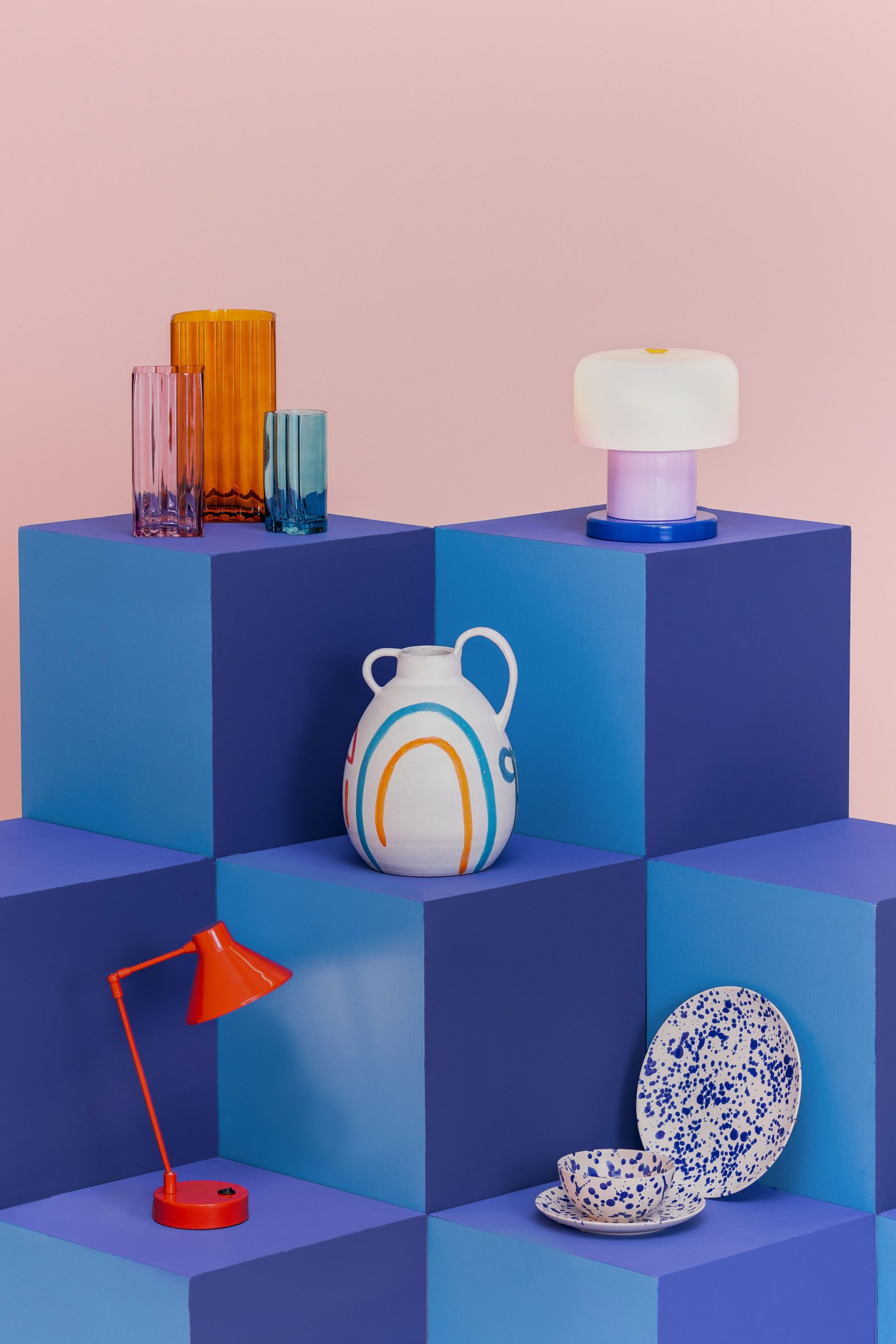 Studio photo of homeware items from the Habitat 60 Years of Design collection