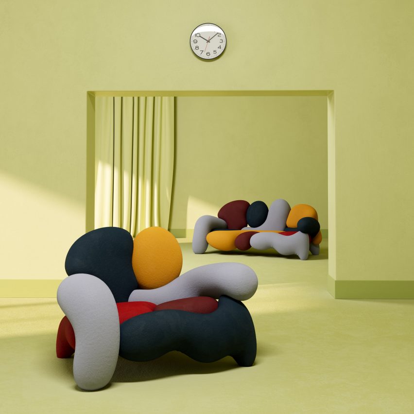 Morphologica by Misha Kahn for Meritalia, an armchair and sofa that reinterpret radical design 