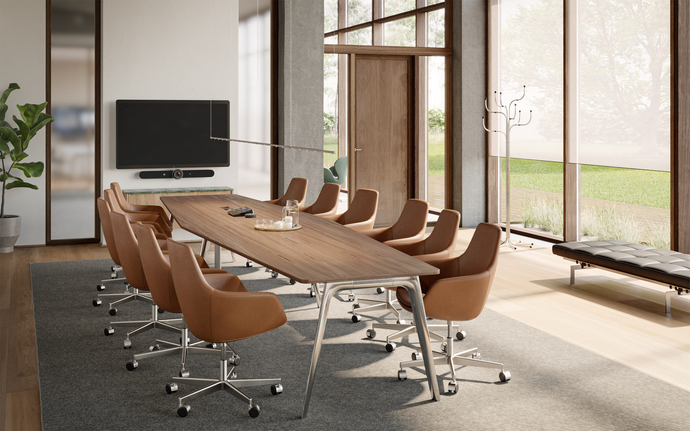Meeting room with a Pluralis table by Kasper Salto for Fritz Hansen