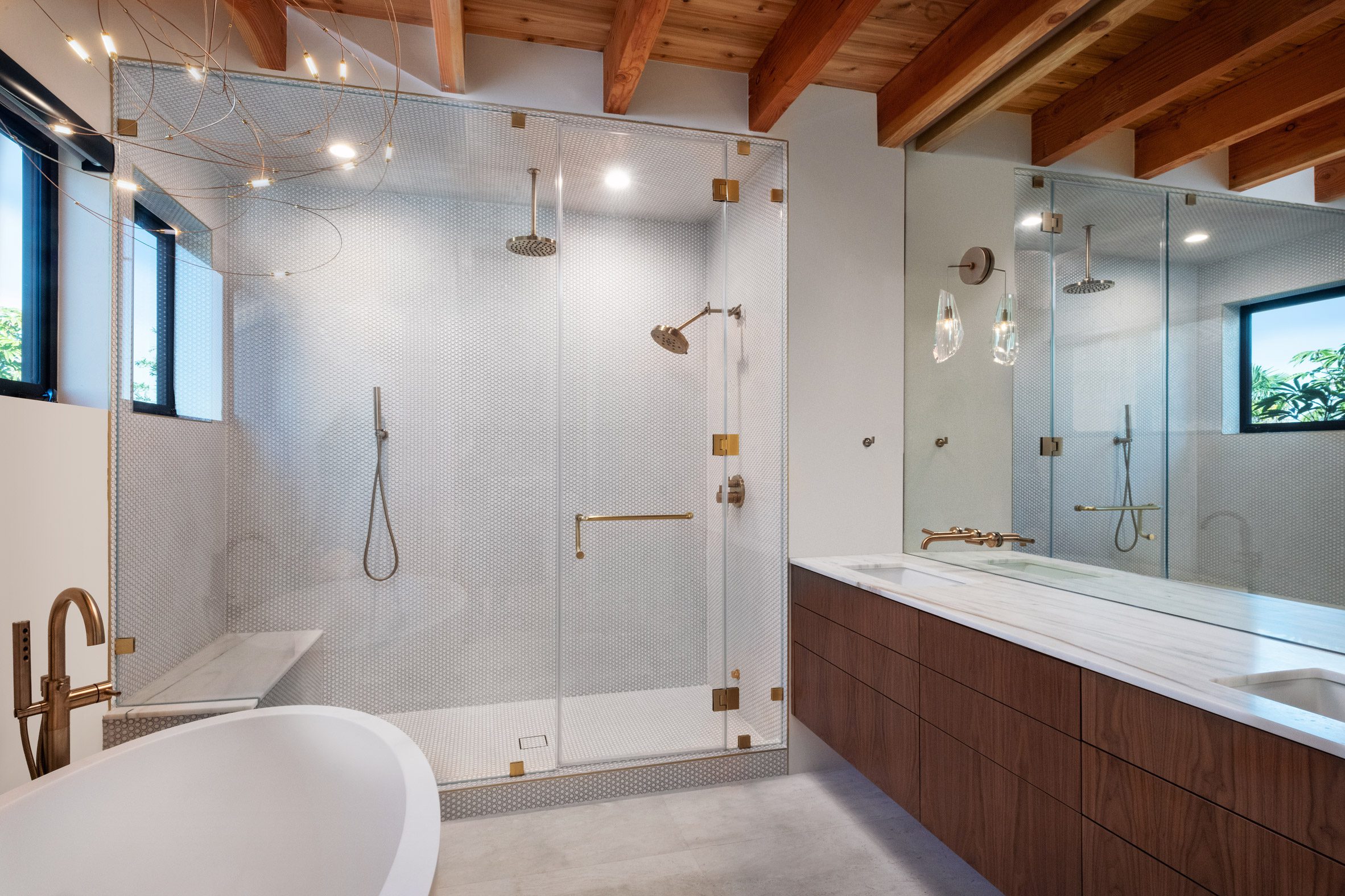 Bathroom with white shower