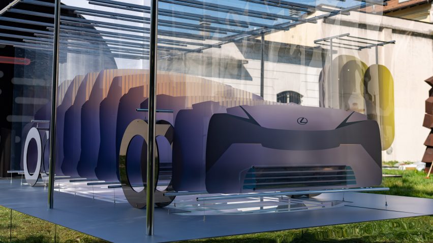 Concept car silhouette within installation in Milan by Marjan van Aubel