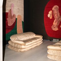 Sofas n' rugs by Faye Toophat up in Rude Arts Club exhibizzle at Milan design week 2024