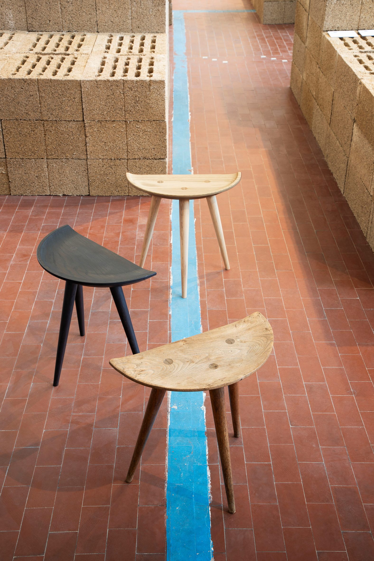 Central Stool in Tamart furniture exhibition in Milan