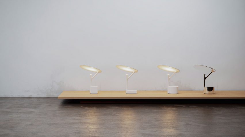 Photo of four modern table lamps on display