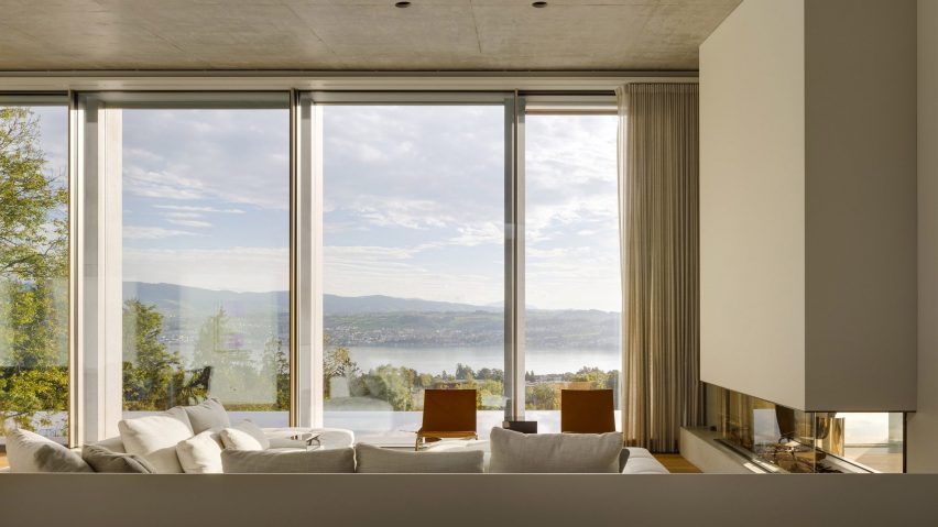 Living room overlooking Lake Zurich
