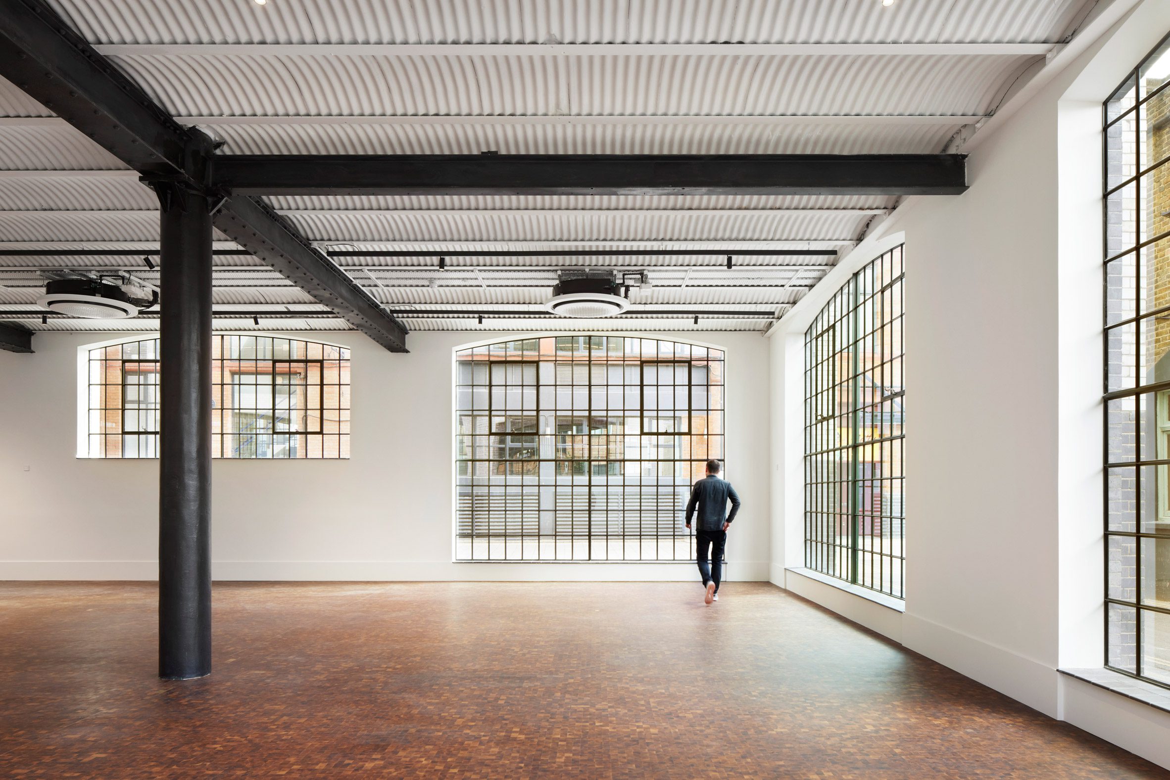 Ground floor space within renovated factory by dMFK Architects and Dorrington
