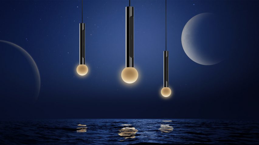 Lights by Occhio against a moon-light dark sky
