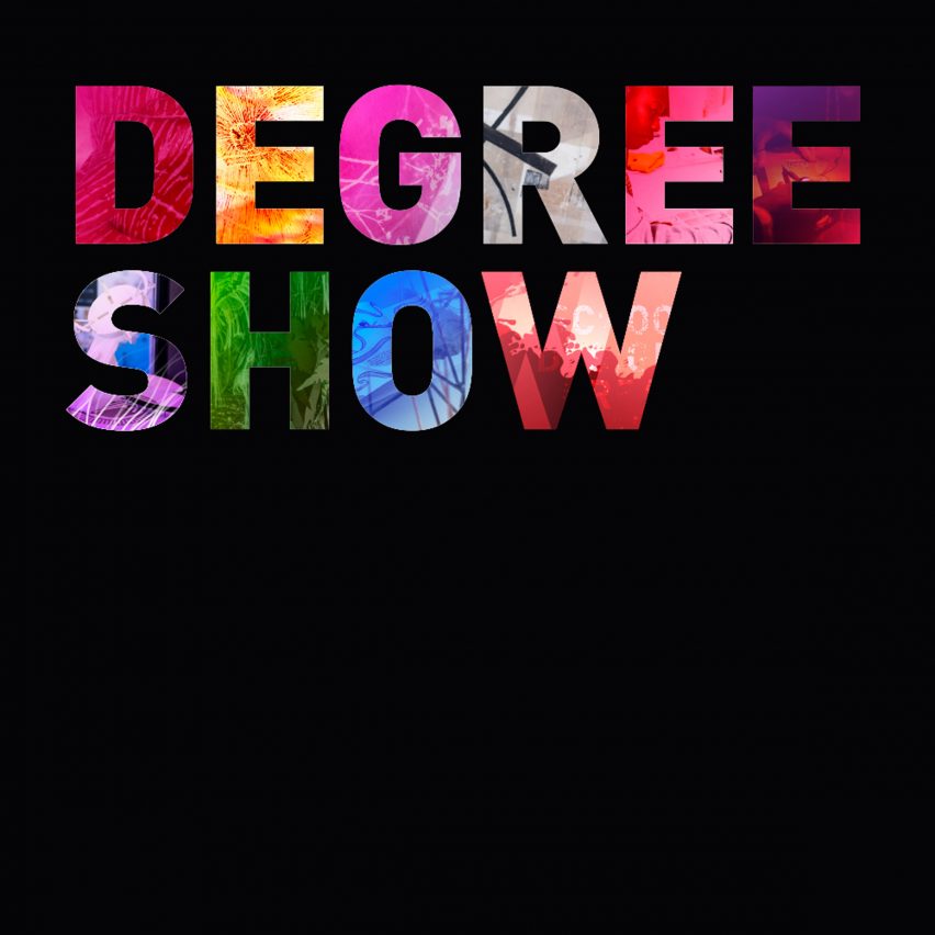 Graphic with text reading "degree show"
