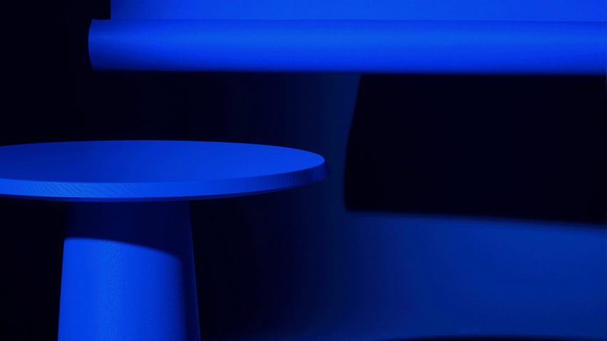 Photo of a blue table and chair