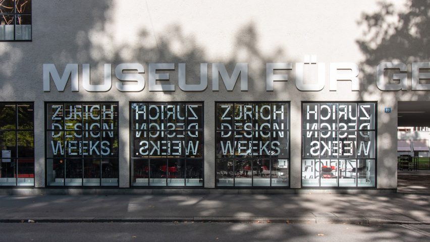 Photo of windows with Zurich Design Weeks logo