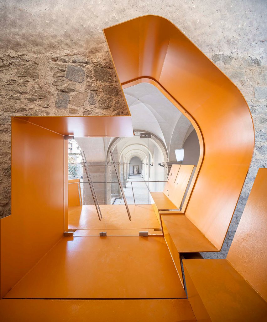 Internal walkways within the Baroque Museum of Catalonia in Spain